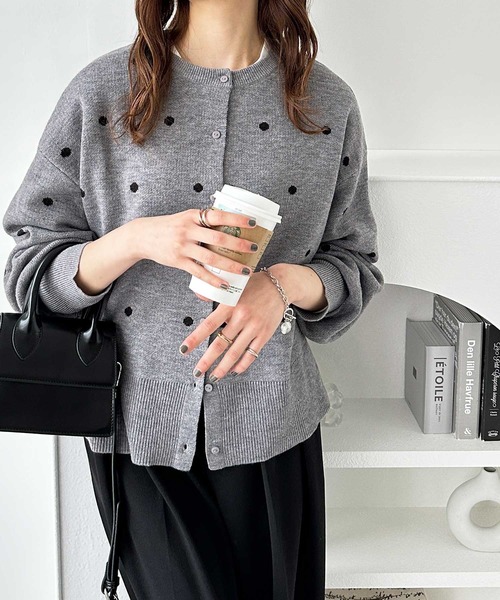 「GeeRA」 ニットカーディガン LARGE グレー レディース_画像8