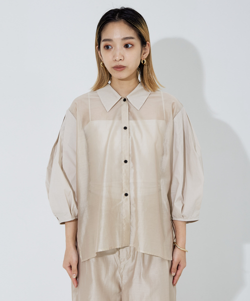 「NOMINE」 7分袖シャツ フリー ベージュ レディース_画像3