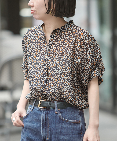 23ss/ジャーナルスタンダードレサージュ/未使用/花柄タックスリーブシャツ journal standard L'essage（ジャーナルスタンダード レサージュ