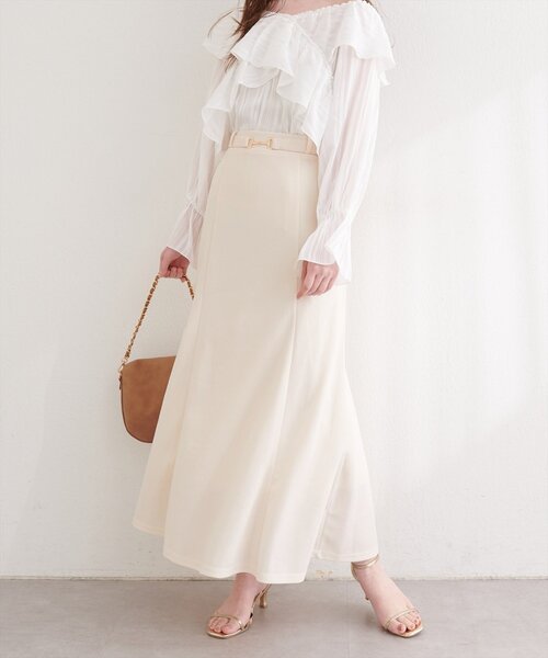natural couture ロング スカート カットジョーゼットビットスカート