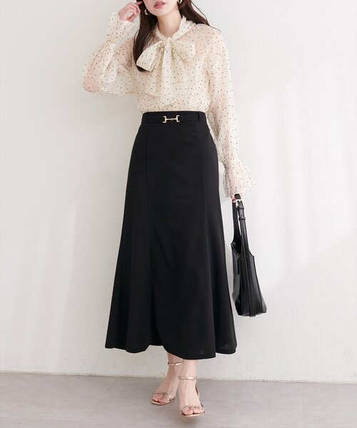 natural couture ロング スカート カットジョーゼットビットスカート