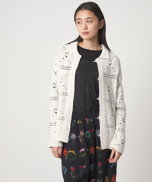 STUDIOUS CITY   レースサテンカーディガン Soft Mohair Knit Cardigan(FREE LIGHT GREY): STUDIOUS: WOMENS