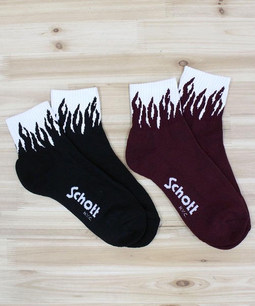 Schott N.Y.C（ショット） くるぶし 靴下 FLAME SOCKS/2足セット