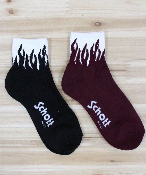 Schott N.Y.C（ショット） くるぶし 靴下 FLAME SOCKS/2足セット