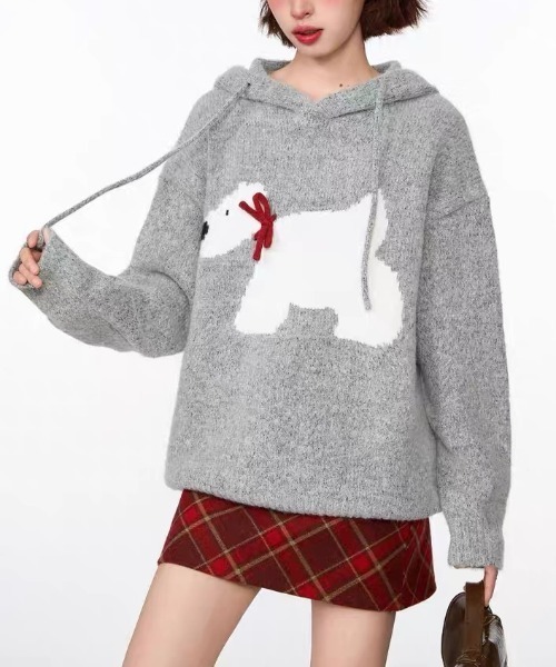 「GEMEDA」 長袖ニット M グレー レディース_画像3