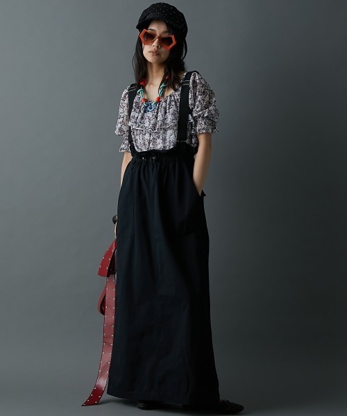 「GEVS.」 サロペットスカート 5L ブラック レディース_画像2