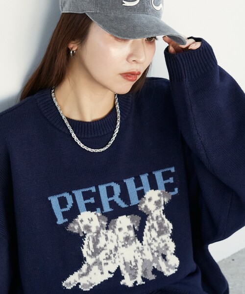 「PUBLUX」 「Bohemian Chop」長袖ニット L グレー レディース_画像2