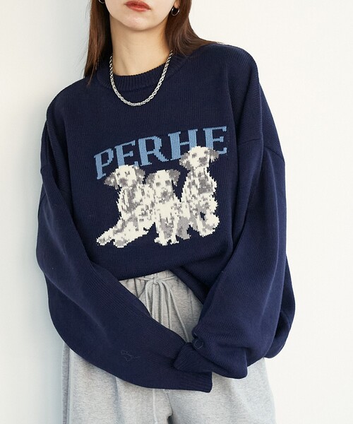 「PUBLUX」 「Bohemian Chop」長袖ニット L グレー レディース_画像4