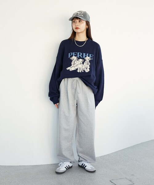 「PUBLUX」 「Bohemian Chop」長袖ニット L グレー レディース_画像6