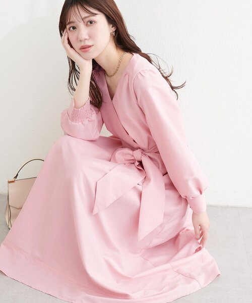 natural couture ワンピース リボン付きカシュクールワンピース