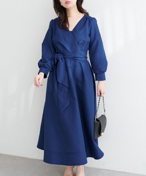 natural couture ワンピース リボン付きカシュクールワンピース