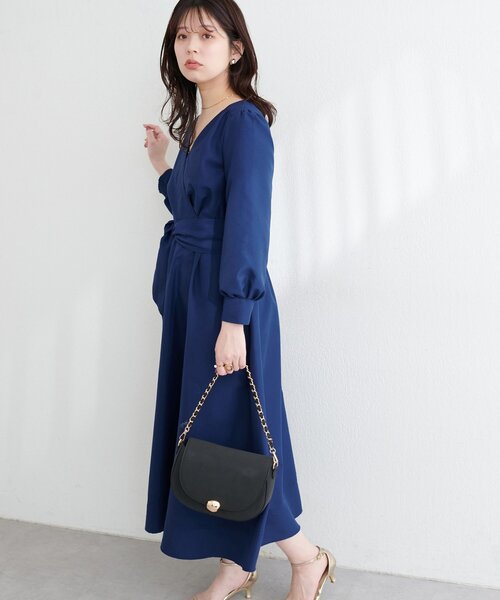 natural couture ワンピース リボン付きカシュクールワンピース