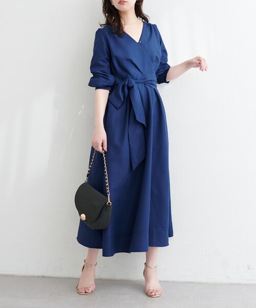 natural couture ワンピース リボン付きカシュクールワンピース
