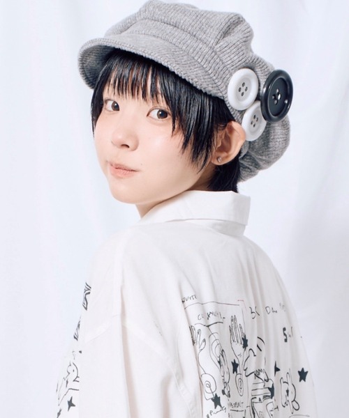 帽子 キャスケット レディース 「Nerd out XU」Big button newsboy cap
