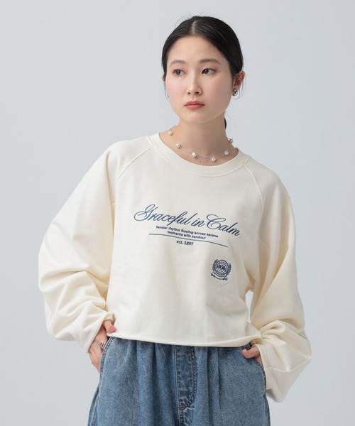 LEPSIM（レプシィム） トレーナー スウェット ショート刺繍裏毛プル