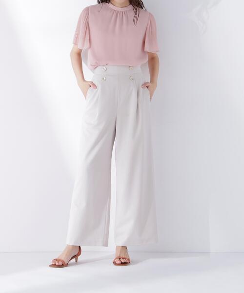 ワイドパンツ パンツ ハイウエストマリンパンツ レディースの画像
