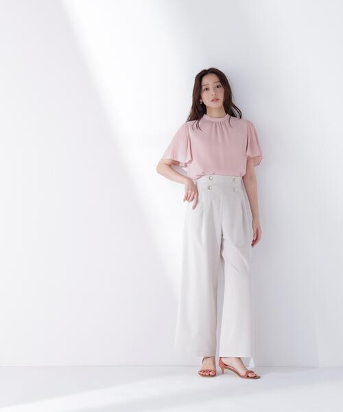 ワイドパンツ パンツ ハイウエストマリンパンツ レディースの画像