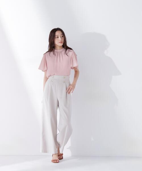 ワイドパンツ パンツ ハイウエストマリンパンツ レディースの画像
