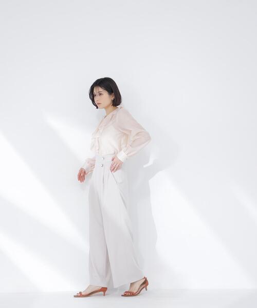 ワイドパンツ パンツ ハイウエストマリンパンツ レディースの画像