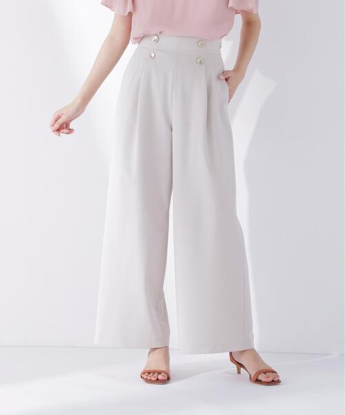 ワイドパンツ パンツ ハイウエストマリンパンツ レディースの画像