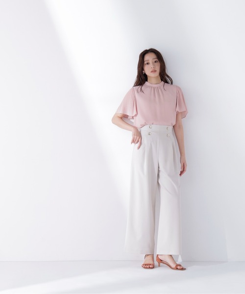 ワイドパンツ パンツ ハイウエストマリンパンツ レディースの画像