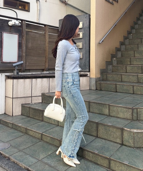 ANOTHER BRANCH OLIVE des OLIVE パンツ サイドレースUPセミフレア