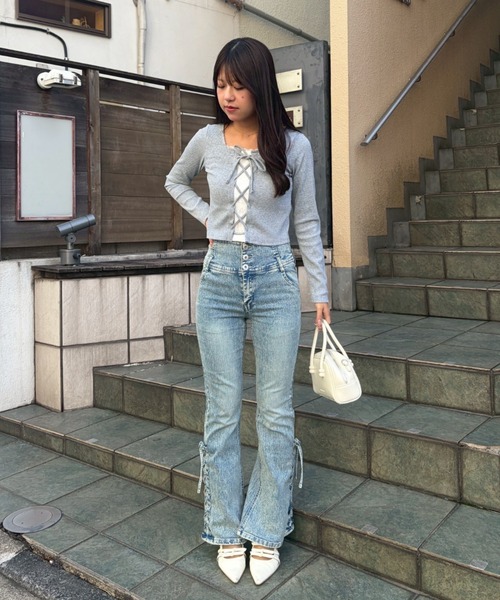 ANOTHER BRANCH OLIVE des OLIVE パンツ サイドレースUPセミフレア