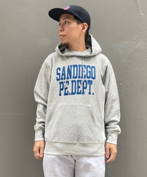 「Champion」 プルオーバーパーカー L グレー メンズの画像