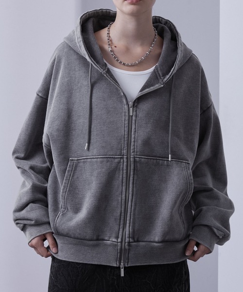 「Loose/ルース」 ジップアップパーカー S ダークグレー メンズ_画像4