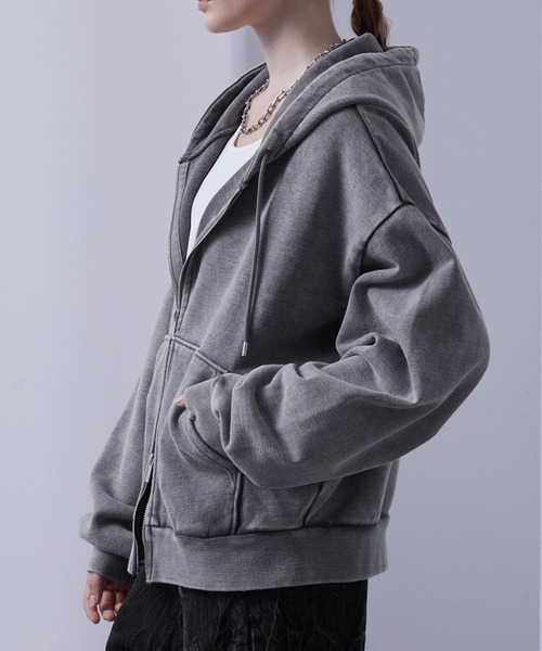 「Loose/ルース」 ジップアップパーカー S ダークグレー メンズ_画像7