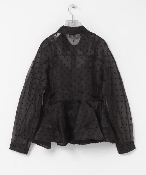 GANNI（ガニー） ブラウス シャツ GANNI FLOCKED ORGANZA PEPLUM