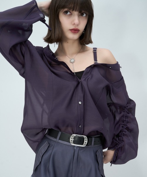 【未使用】HARE　接触冷感　マルチWAYシアーオフショルシャツ HARE（ハレ） ブラウス シャツ 「接触冷感/イージーケア」マルチWAY