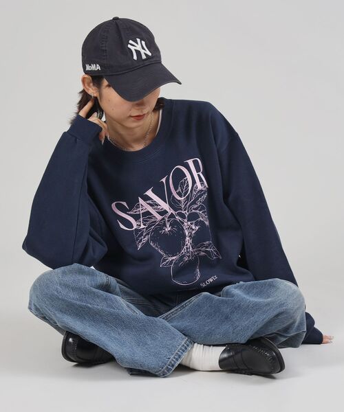 「FFEIN」 スウェットカットソー SMALL ネイビー メンズ_画像5