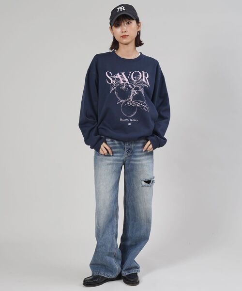 「FFEIN」 スウェットカットソー SMALL ネイビー メンズ_画像7