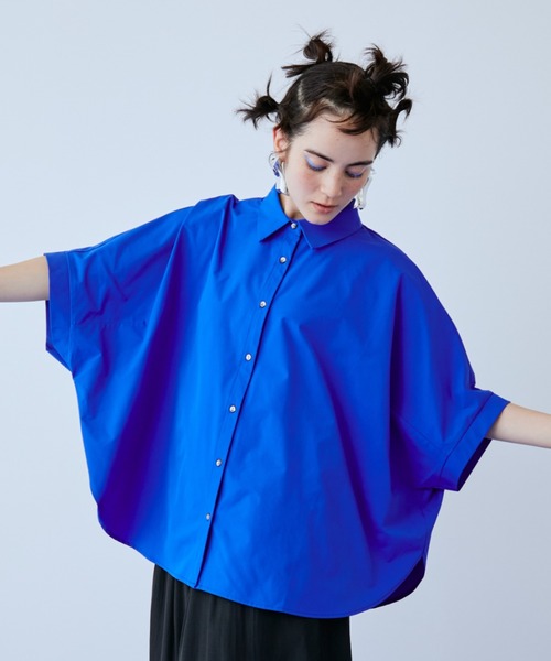 Merlette マーレット　ペプラム　ドルマンスリーブ半袖ブラウス　ネイビー manana suerte（マニャーナスエルテ） ブラウス シャツ 半袖 ドルマン