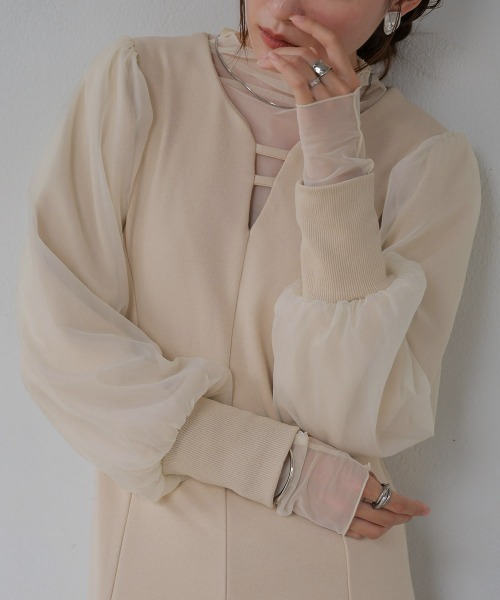 「Bab」 長袖ワンピース M グレイッシュベージュ レディース_画像9