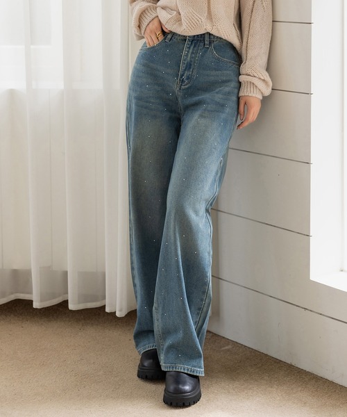 「DAY CLOSET」 ブーツカットデニムパンツ L インディゴブルー レディース_画像9