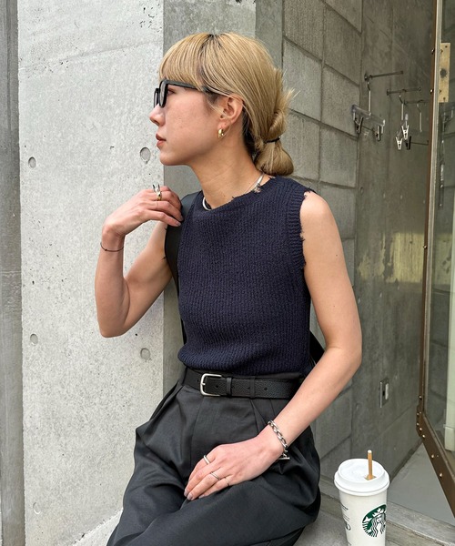 「feepur」 ノースリーブニット MEDIUM オフホワイト レディース_画像8