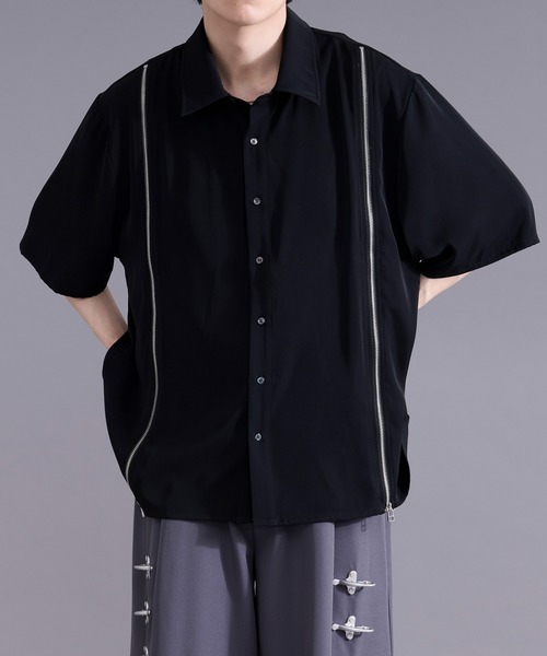Ellno Loset（エルノロゼット） シャツ 半袖 2wayラインジップデザイン