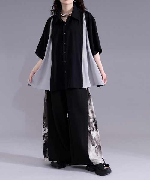 Ellno Loset（エルノロゼット） シャツ 2wayラインジップデザイン