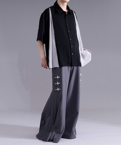 Ellno Loset（エルノロゼット） シャツ 2wayラインジップデザイン