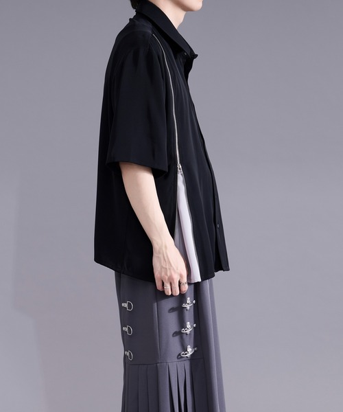 Ellno Loset（エルノロゼット） シャツ 半袖 2wayラインジップデザイン