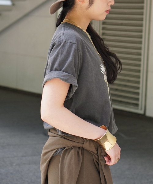 「AP STUDIO」 半袖Tシャツ FREE ブラウン レディース_画像8