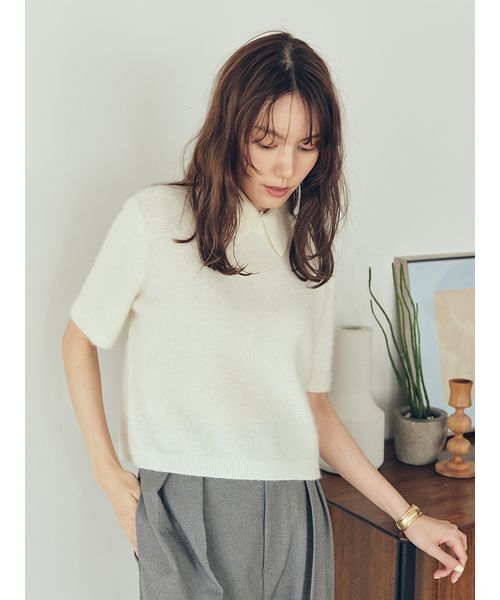 「Mila Owen」 半袖ポロシャツ 1 ブラウン レディース_画像2