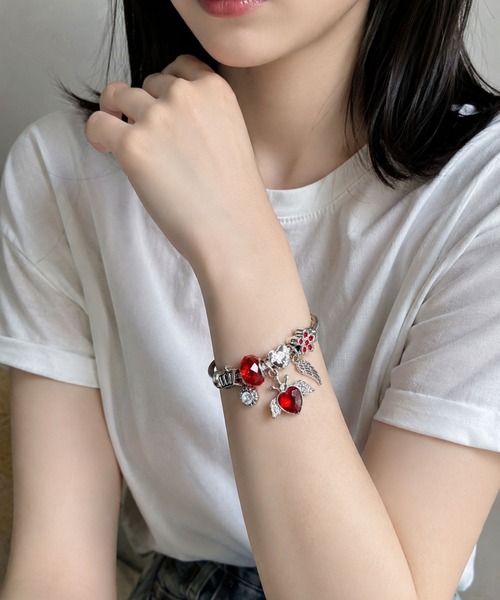 【超美品】マルチモチーフ 4チャーム ブレスレット DiamondHearts（ダイヤモンドハーツ） ブレスレット チャームミックス