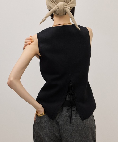 ADAM ET ROPE 2WAYバックリボントップス アダムエロペ AER黒 ADAM ET 