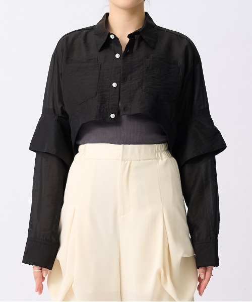 OMMO（オーエムエムオー） ブラウス シャツ 「」SHEER SHORT SH/シアー