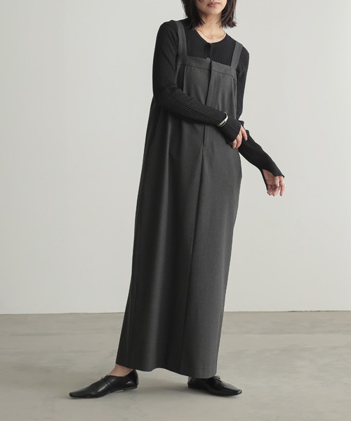 「for/c」 サロペットスカート M チャコールグレー レディース_画像9