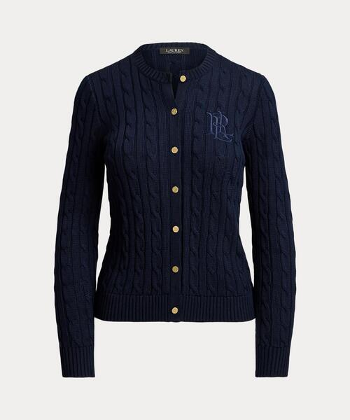 【最現行】Ralph Lauren コットン ケーブル カーディガン QRコード LAUREN RALPH LAUREN（ローレン ラルフローレン） カーディガン