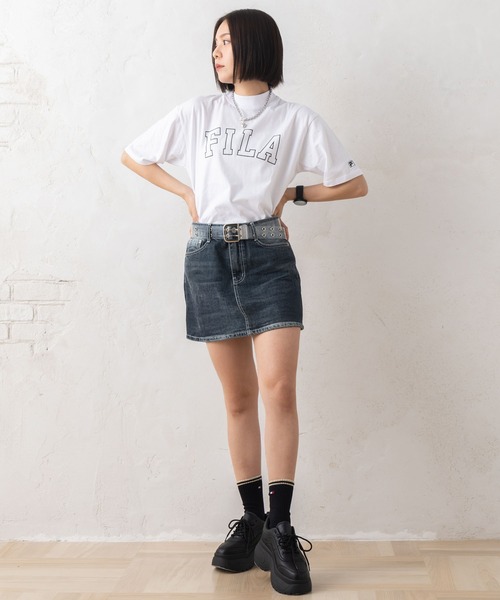 新品フィラロゴシャツ　Ｌ FILA tシャツ フィラ ブランド ロゴ ラバープリント モック